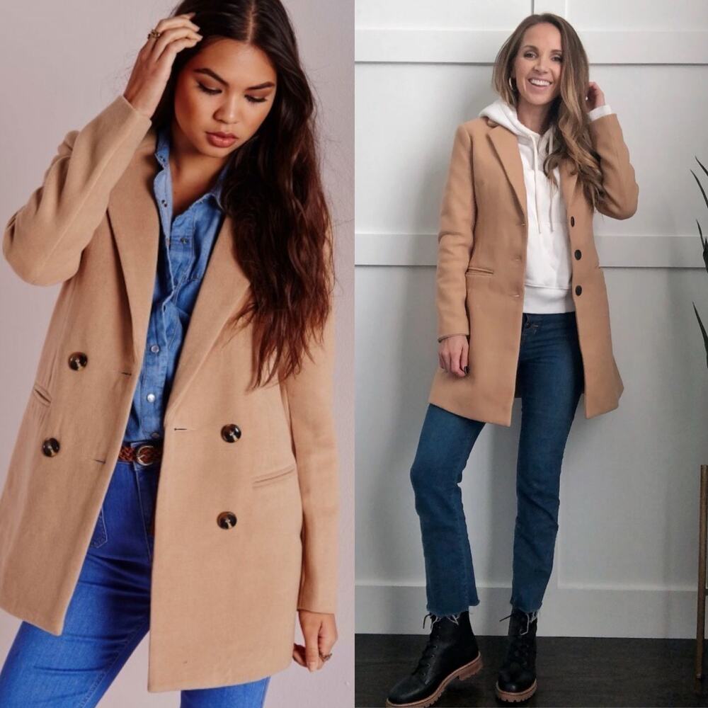 MaxMara Pea Coat Camel Tan Vintage Alpaca Teddy Bear Brown Mid Thigh Jacket M